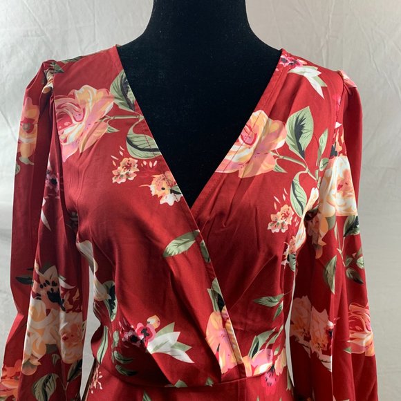 Boho Rose Floral Print Wrap Dress - Picture 8 of 10